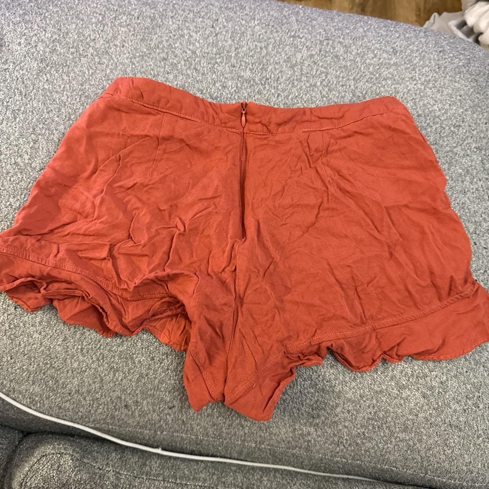 Altar'd State Rust Ruffle Hem Shorts - Picture 2 of 4